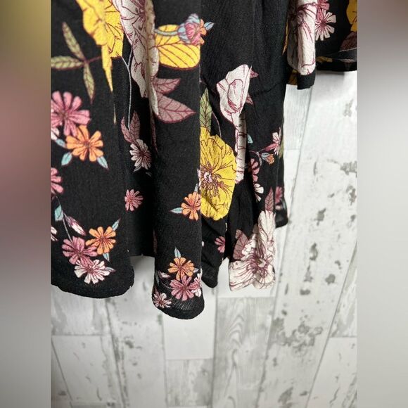 Dress Altar'd State Juliette Yellow Black Floral Boho Bell Sleeve Size Medium - Picture 5 of 13